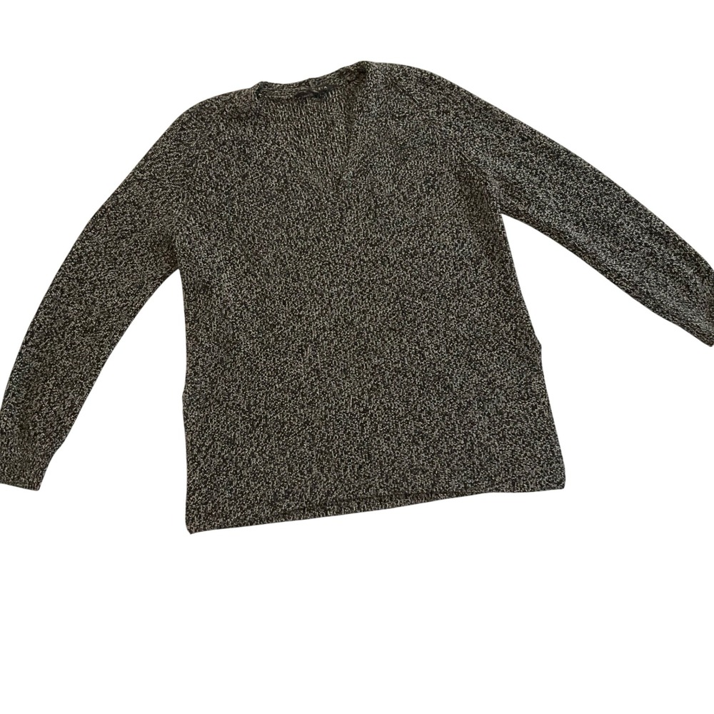 Athleta Black & White Speckled Knit V-Neck Sweater - Women's‎ Size Small